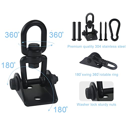 Hammock Hanging Kit 360° Rotating Hanging Chair Hardware 1000 lb Capacity - color: Black, size: 1