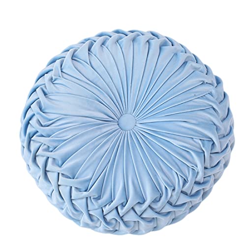 Baiyuruodie Round Velvet Pillow, Sofa Bed Bedroom Decorative Throw Pillow (38cm, Blue) - color: Blue, size: 1 Count (Pack of 1)