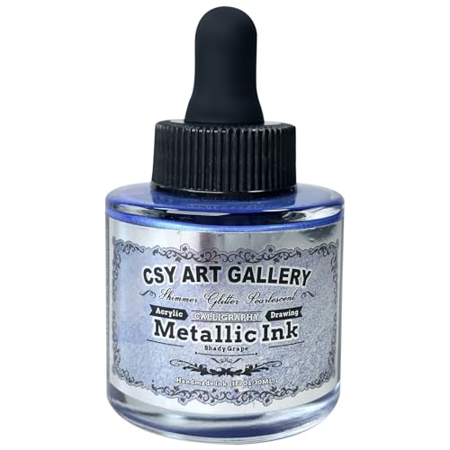 Acrylic Inks for Artists - Chameleon Metallic Acrylic Paint Set - 1-oz (30 ml) for Painting, Drawing, Paints, Art, Brushes (Shady Grape)