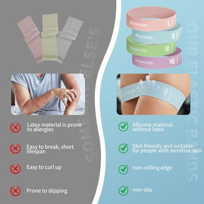 Wide Silicone Booty Bands for Women, 2-Pack Resistance Loops