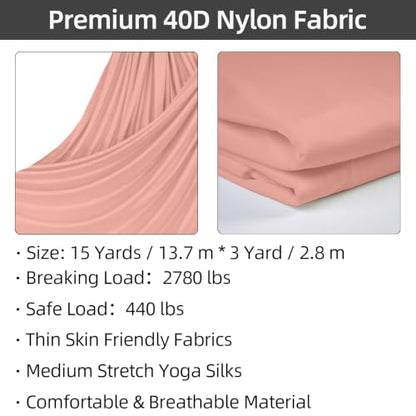 PRIOR FITNESS Aerial Silks Kit, SGS&CE Certified, 9/15/20Yards - color: Champagne, size: M(15 Yards)