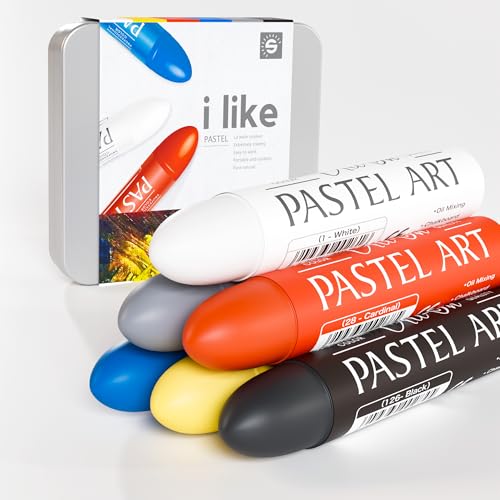 6 Pack Jumbo Oil Pastels Set (14 x 84 mm), Soft Oil Pastels with Vibrant Colors, Great Blending and Layering, Pastel Crayons for Professional Artists and Hobbyists - color: i Like