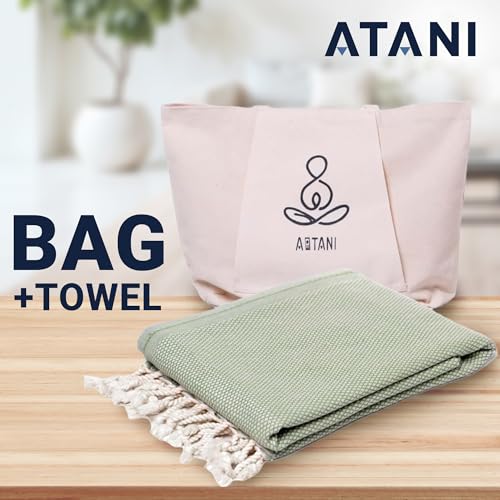 ATANI Turkish Beach Towel, Converts to a Bag, Oversized 100% Cotton Bath Towels Lightweight Quick-Dry Beach Blanket for Travel, Picnic, Camping, Yoga and Pool (Green + Bag, 35 inc x 69 inc) - color: Green + Bag, size: 35 inc x 69 inc