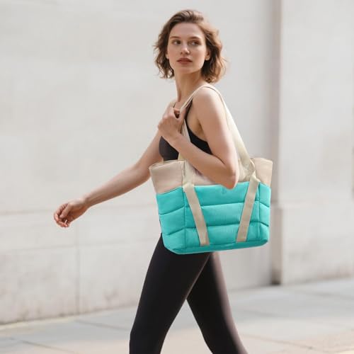 Axcone Women's Yoga Tote Bag with Luggage Sleeve & Mat Straps - Gym Work Bag for Office, Commute, Sports,Travel - color: Blue