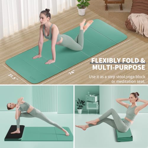 Foldable Yoga Mat Extra Large 74"×31.5" - color: Green+Black