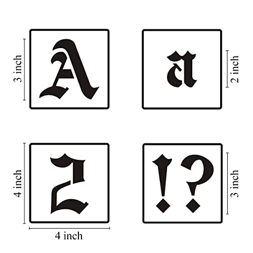 3 Inch Alphabet Letter Stencils for Painting - 70 Pack Old English Letter Stencil Templates with Numbers and Signs for Painting on Wood, Reusable Letters Stencils for Chalkboard Wood Signs & Wall Art - size: 3 Inch