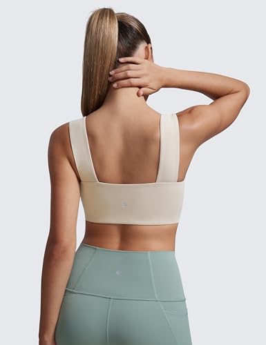 CRZ YOGA Butterluxe Wide Strap Sports Bras - color: Mojave Tan, size: XX-Small