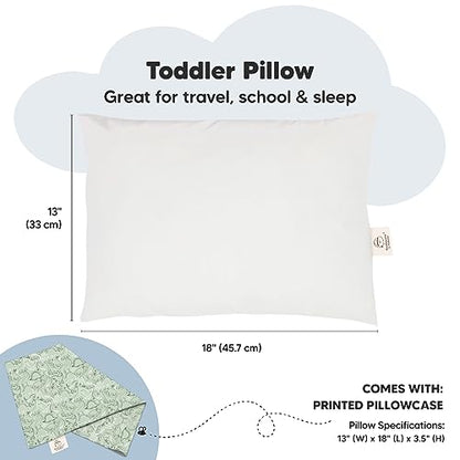 Toddler Pillow with Pillowcase, 13x18 My Little Dreamy Pillow (DinoDood) - color: Dinodood