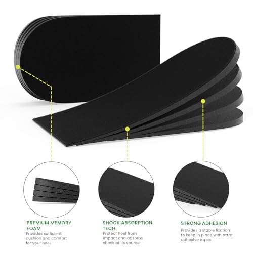 Adjustable Heel Lift Inserts for Shoes - Bukihome Orthopedic Shoe Lift for Uneven Legs 4 Layers Height Increase Insole for Heel Pain,Heel Spur,Achilles Tendonitis,Black,L,2Pairs - color: Black, size: Large (Pack of 4)