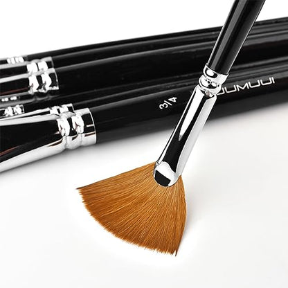Sable Watercolor Brushes Professional Kolinsky Sable Brushes 7pcs - Dagger, Pointed Rounds, Rigger, Long Flat, Fan Brush Set for Watercolor Gouache Acrylic Inks Painting - color: Black