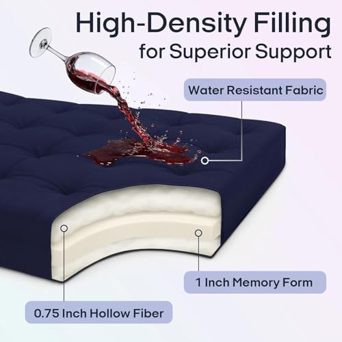 Syrinx Water Resistant Japanese Floor Mattress Futon, King Size 80"x76" | 2.5 Inch Thick Foldable Tatami Mat Sleeping Pad for Dormitory Guest Room Camping - color: Navy Blue, size: King(80"L x 76"W x 2.5"Th)