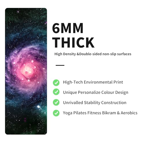 nuveti Yoga Mat Print Extra Thick TPE Non Slip Fitness Exercise Mat with Carrying Bag,72"x24" Extra Thick 6MM Exercise & Workout Mat for Yoga, Pilates Fitness and Floor Exercises - color: ChenXingLiaoLuo