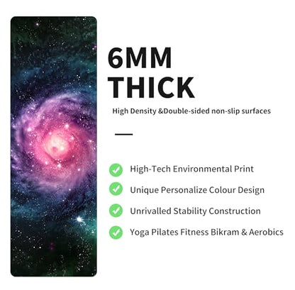 nuveti Yoga Mat Print Extra Thick TPE Non Slip Fitness Exercise Mat with Carrying Bag,72"x24" Extra Thick 6MM Exercise & Workout Mat for Yoga, Pilates Fitness and Floor Exercises - color: ChenXingLiaoLuo