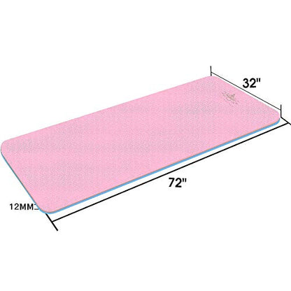 Hatha Yoga Extra Thick TPE Yoga Mat - 72"x 32" Thickness 1/2 Inch -Eco Friendly- With High Density Anti-Tear Exercise Mats For Home Gym Travel & Floor Outside - color: Pink/Blue