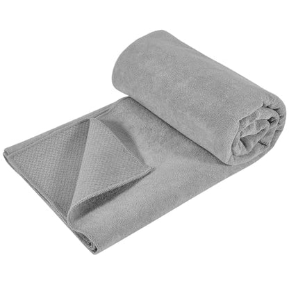 Hot Yoga Towel with Grip Dot, Non Slip Sweat Absorbent Microfiber Yoga Mat Towels for Hot Yoga, Pilates, Fitness and Workout 72inch x 24inch - color: Grey