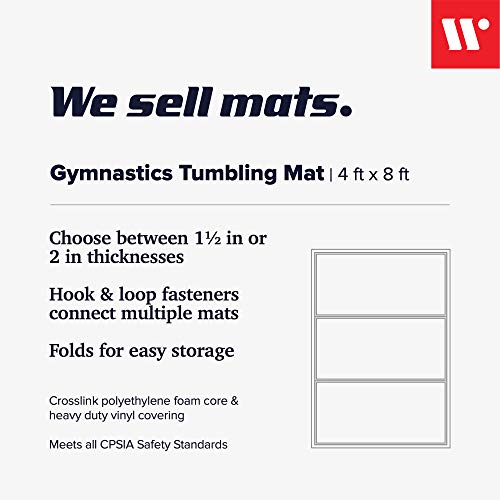 We Sell Mats Gymnastics Mat, Folding Tumbling Mat, Portable with Hook & Loop Fasteners - color: Black, size: 4 ft x 8 ft x 1.5 in