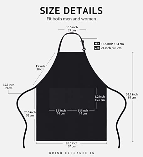 Syntus Apron for Men Women, Adjustable Cooking Kitchen Apron with 2 Pockets | Machine Washable, Firm Stitching, Stain Resistance, Long Tie Straps, 2 Pockets, Versatility, Unisex Use, Gift, BBQ - color: Basic Black, style: 2 Polyester Blend