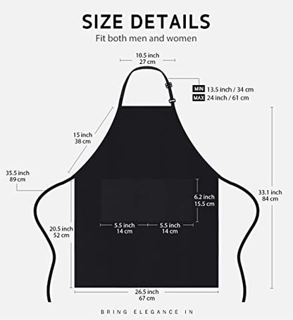 Syntus Apron for Men Women, Adjustable Cooking Kitchen Apron with 2 Pockets | Machine Washable, Firm Stitching, Stain Resistance, Long Tie Straps, 2 Pockets, Versatility, Unisex Use, Gift, BBQ - color: Basic Black, style: 2 Cotton