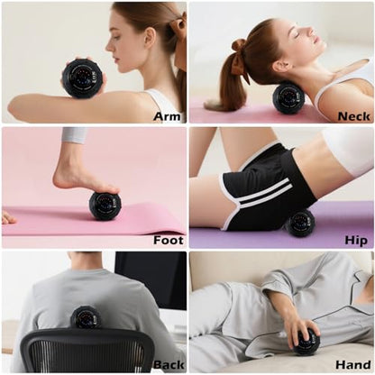 5-Speed Vibrating Massage Ball: Silicone Electric Massager with Auto Shut-Off, Physical Therapy Ball for Fitness, Mobility, and Relaxation, Wellness Gift (Black) - color: Black