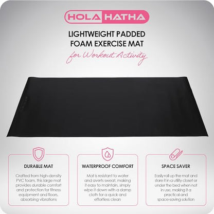 HolaHatha Lightweight Padded Exercise Yoga Mat, Non Slip Thick Foam Foldable Pad for Stretching and Workout Activity, 79 x 35.5" Medium, Grey
