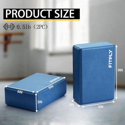 Yoga Blocks 2 Pack - Non-Slip Yoga Brick & Foam Blocks Yoga Set, High-Density Pilates Block for Stretching, Meditation, and Exercise Blocks Foam, Ideal for Deep Poses - color: Dark Blue