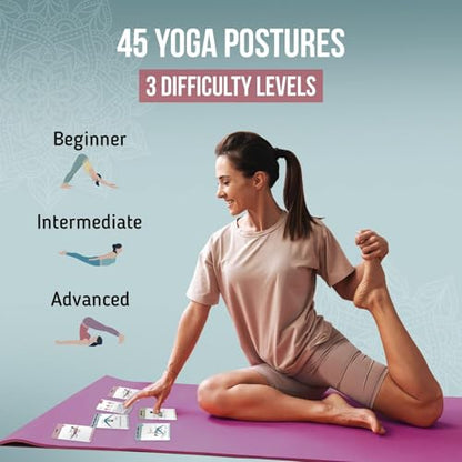 merka Yoga Cards Flashcard Deck - 50 Plastic Cards, One Size - 45 Asanas & Sanskrit Names - Yoga Gifts for Women