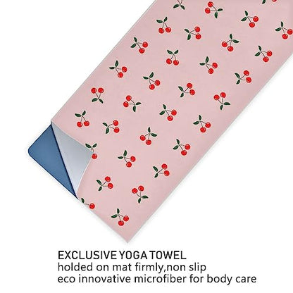 Yoga Mat Towel Cherry Fruit, 73" x 27" - color: Cherry Fruit