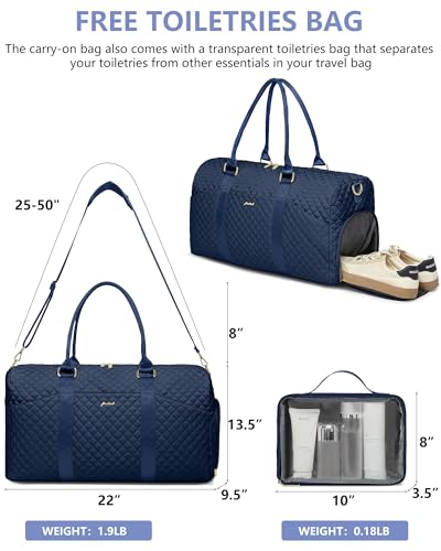 Women Weekender Travel Duffle Bag: Travel Duffel Overnight Bags with Shoe Compartment Large Carry on Tote with Toiletry Bag Weekend Traveling Yoga Gym Hospital Bag for Women with Wet Pocket Blue - color: 05-Blue, size: X-Large