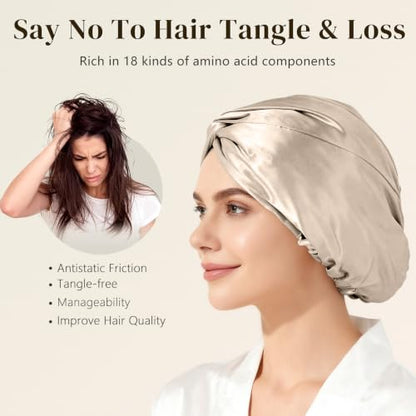 ZIMASILK 22 Momme 100% Mulberry Silk Bonnet for Sleeping Women, Cream - color: Cream