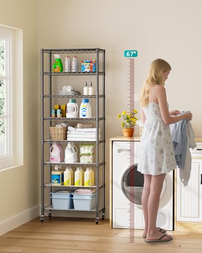 Golpart 8Tier Adjustable Storage Shelves Metal Wire Shelving Standing Shelf - color: Black, size: 8-tier-12"Dx22"Wx72"H
