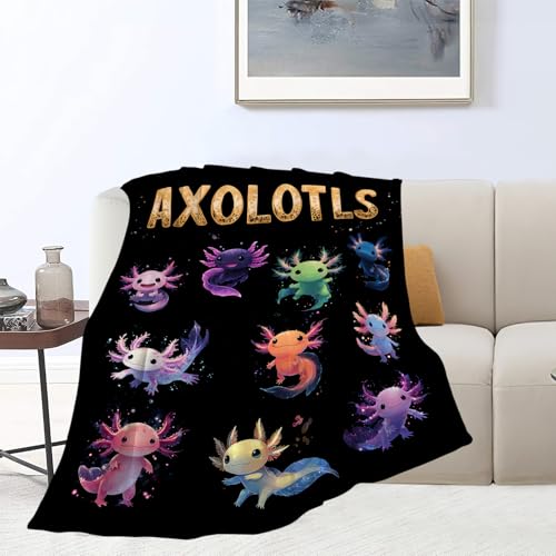 Axolotl Blanket, Axolot Throw Blanket, Axolotls Gifts, Salamander Blankets, Fleece Flannel Plush for Women Men Boys Girls Lovers Adults Soft Bedding for Sofa Bed Office Home Decor 80"X60" - color: Axolotls, size: 80"x60"