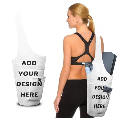 Yoga Mat Bag - Large Opening Long Tote Yoga Mat Carrier Holder Bag with Waterproof Wet Zipper Pocket and Drawstring Water Bottle Pocket - Yoga Bag Fit Most Size Mats - color: Customized
