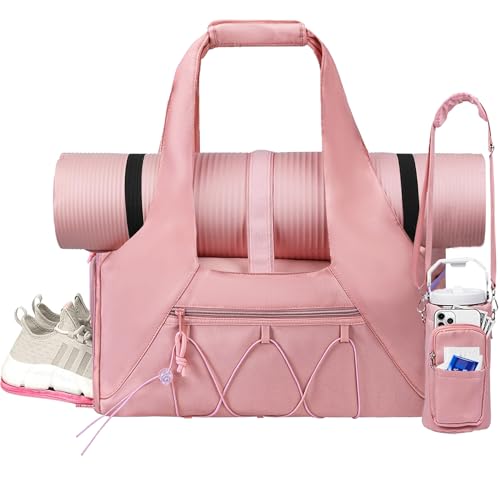 Gym Bag for Women & Men Duffle Bag with Shoes Compartment and Wet Compartment - Ideal for Travel, Gym, Sports, Duffel, Weekender, Dance - color: Pink