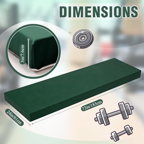 Lyrow 3 Inch Thick Yoga Mat, 72 x 24 Inch Cushioned Foam Floor Mat with Carry Strap, Non Slip PU Leather Workout Pad for Pilates, Stretching, Restorative Yoga and Home Gym - color: Dark Green
