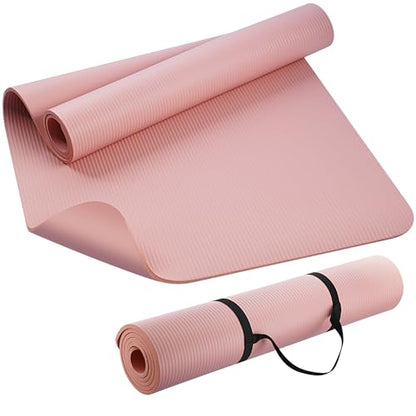 KEEP Extra Thick NBR Yoga Mat for Women & Men, 10mm Thick, 72”x32” Large Exercise Mat with Non-Slip Workout Mat for Yoga, Pilates, Stretching, Meditation – Wide & Cushioned Fitness Mat - color: Sakura pink
