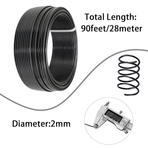 90 Feet Bendable Aluminum Craft Wire 2mm Metal Wire for Sculpting Bonsai Training Doll Skeletons DIY Jewelry Making Armature Making Wire Weaving (Black) - color: Black