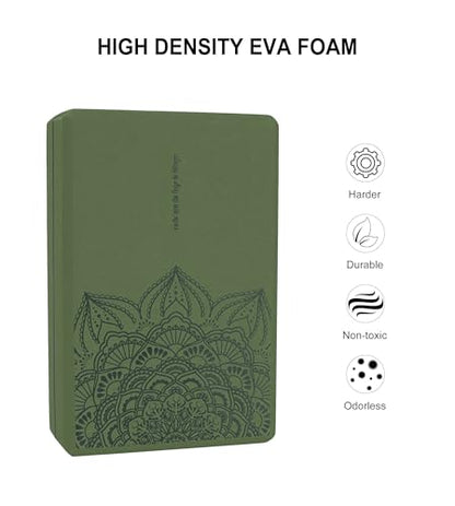 nuveti Yoga Blocks Set of 2, High Density Yoga Brick Foam Blocks to Improve Strength, Flexibility and Balance Brick Foam Blocks - color: ForestGreen