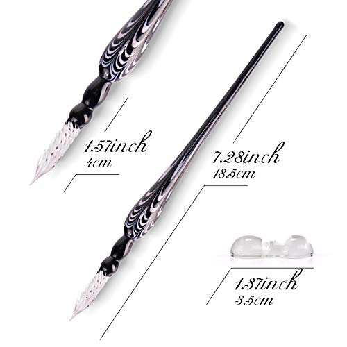 Glass Dip Pen Set,Calligraphy Pen,Crystal Signature Pen for Art, Writing, Signatures -Decoration and Business Gift - color: Black 1
