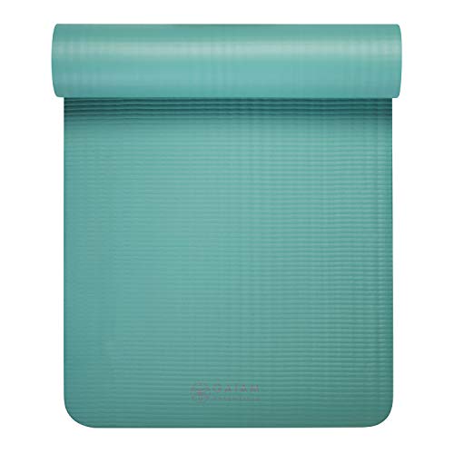 Gaiam Thick Yoga Mat, Exercise & Fitness Mat with Easy-Cinch Carrying Strap - color: Teal, size: 2/5" (10MM)