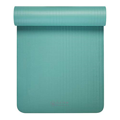 Gaiam Thick Yoga Mat, Exercise & Fitness Mat with Easy-Cinch Carrying Strap - color: Teal, size: 2/5" (10MM)