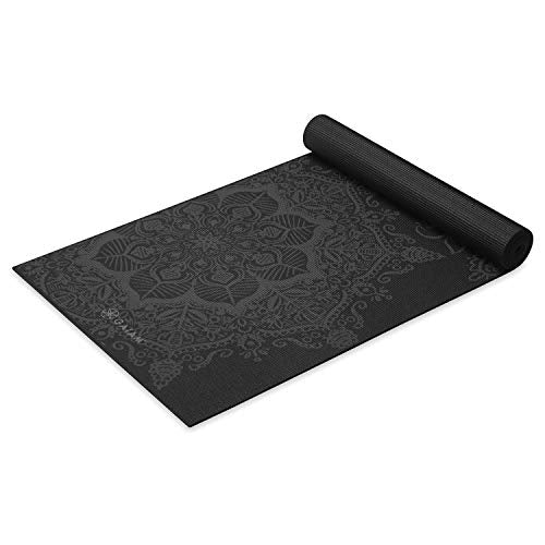 Gaiam Premium Yoga Mat, 6mm Thick Print Mat | Premium 6mm thick cushioning for joint support. Non-slip print design for yoga, Pilates & floor workouts. - color: Midnight Mandala
