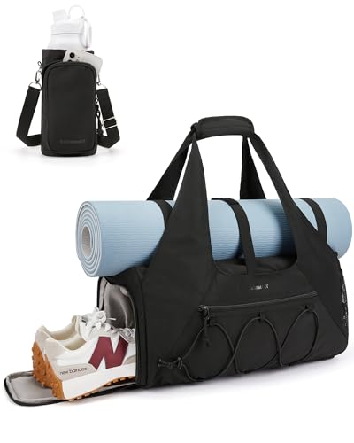 BAGSMART Gym Bag for Women, Lightweight Duffel with Shoe Compartment, Tote Bag with Wet Pocket for Yoga Travel, Black - color: Black, style: Casual Tote