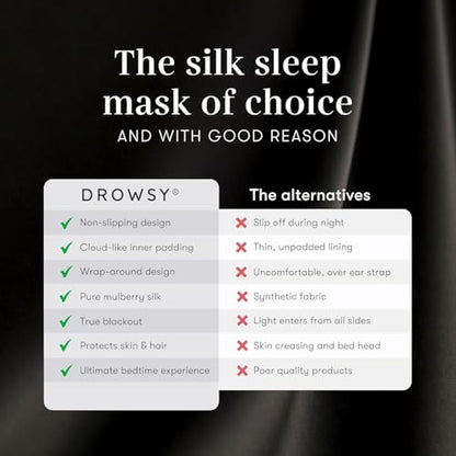 DROWSY Silk Sleep Mask - Face-Hugging, Padded Cocoon for Luxury Sleep in Total Darkness - 100% Pure Mulberry Silk (Cosmic Energy) - color: Cosmic Energy, size: 1 Count (Pack of 1)