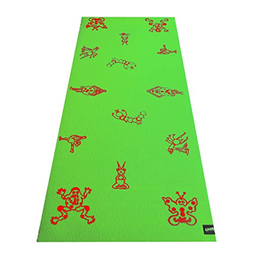 Bean Products Yoga Mat for Exercise - Non Slip Thick Comfortable Workout Floor Mat for Adults and Kids - Eco Friendly Foldable Yoga Mat for Yoga, Pilates, Gym and Stretching - color: Slime, size: Kids (60" x 24")