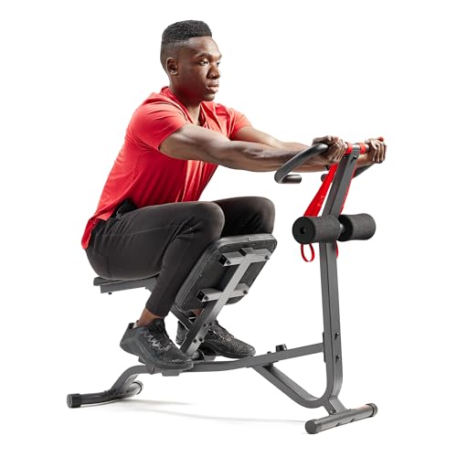 Sunny Health & Fitness Full Body Stretch Machine Back Stretcher Pivot Seat | Pivoting Seat, Multi-Use Handlebar, Padded Back Support, Full-Body Stretching, Flexibility Training, Home Gym Use - color: Black