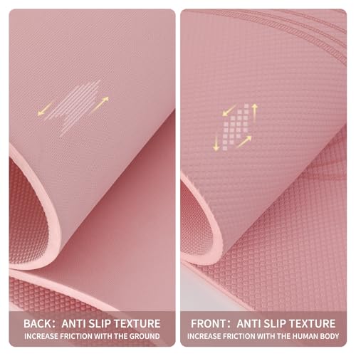 PAIDU Large Yoga Mat 72"x36"x10mm Non-Slip Exercise Mat for Home Gym Studio - color: Pink