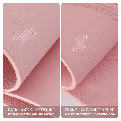 PAIDU Large Yoga Mat 72"x36"x10mm Non-Slip Exercise Mat for Home Gym Studio - color: Pink