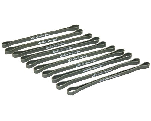 4KOR Fitness Resistance Loop Band Set, Perfect for Crossfit, Yoga, Physical Therapy, and Booty Building - color: Set of 10 Extra Thick 0.5” wide/Grey