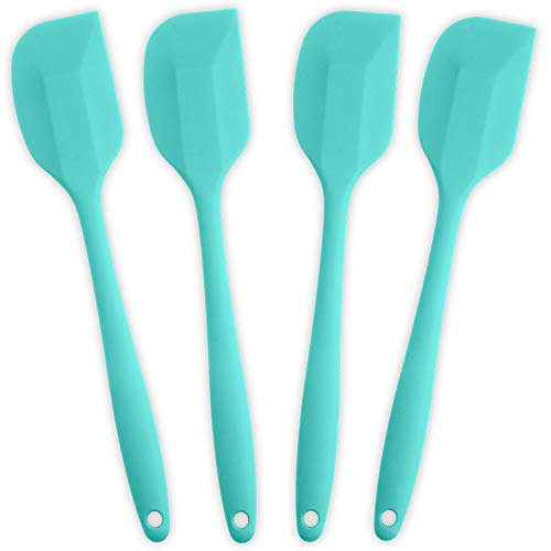 4-Piece Silicone Spatula Set with Stainless Steel Core, Light Blue | Heat-resistant Rubber Spatulas for Nonstick Cookware, Mixing, Scraping and Baking, BPA-free Silicone, Dishwasher Safe - color: Light Blue, size: Large