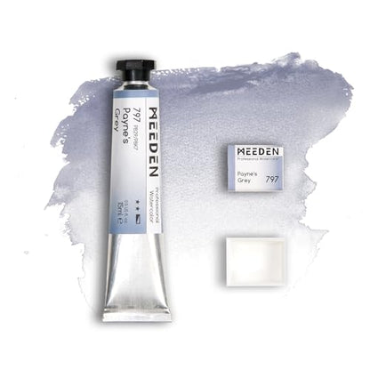 MEEDEN Professional Artist Watercolor Paint: Payne's Grey - 15ml/0.5oz | Water Color Tube, Semi-Moist Pigment Half Pan and Empty Matching Half Pan for Artists Pros - color: Payne's Grey